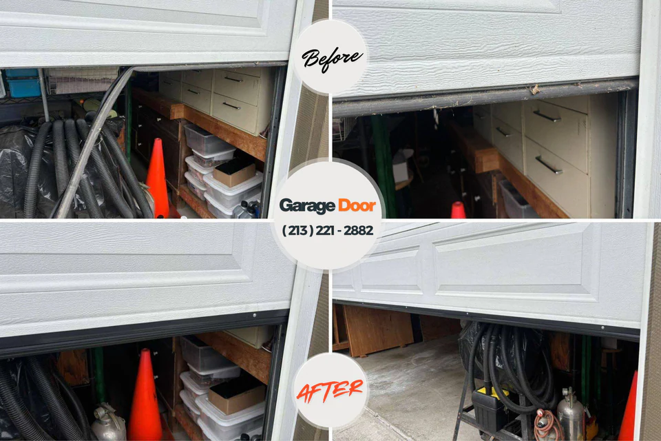 Before and after: garage door repair Southern Shops, SC